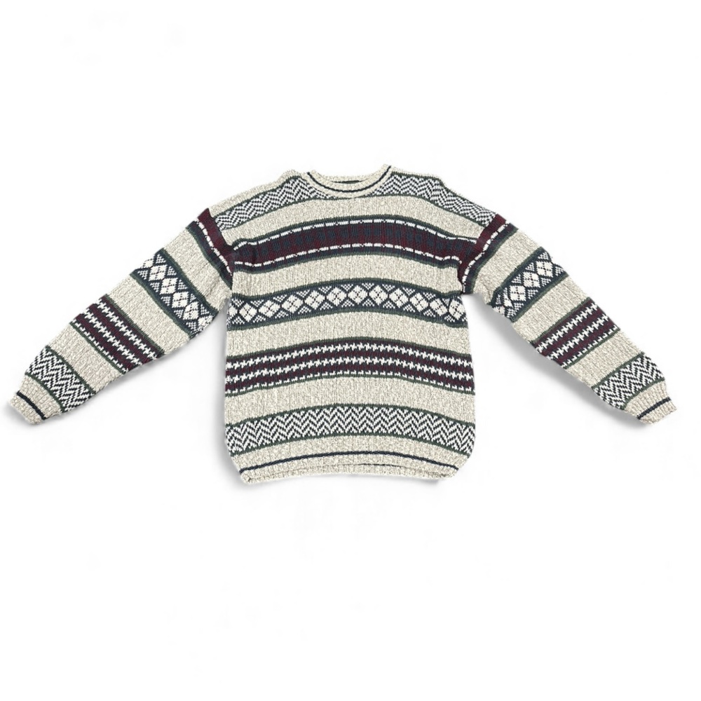 Vintage Hill & Archer Sweater Men’s XL Grandpacore Cable Knit Argyle 100% Cotton
